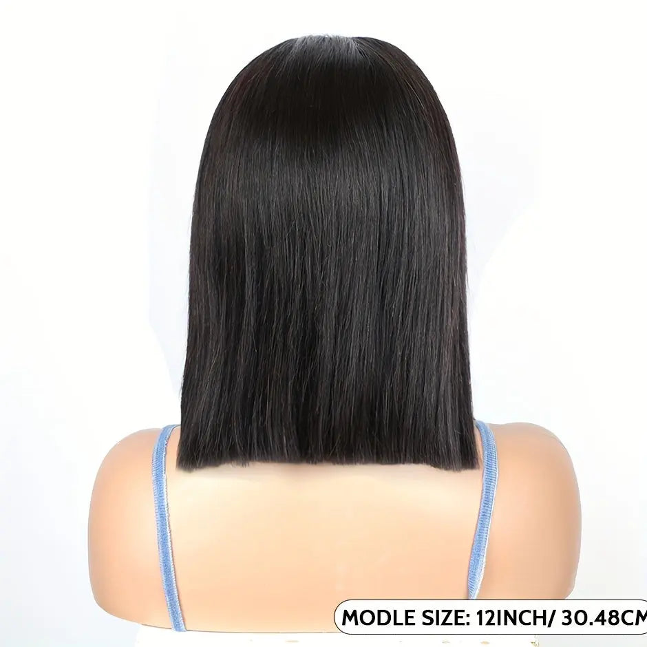 Wear & Go Glueless Bob Wig Human Hair 4x4 HD Lace Front Closure - 200% Density 's Straight Hair System with Pre-Plucked Hairline & 3D Technology (No Glue/Bond) | Instant Volume, Short Bob Cut Wigs