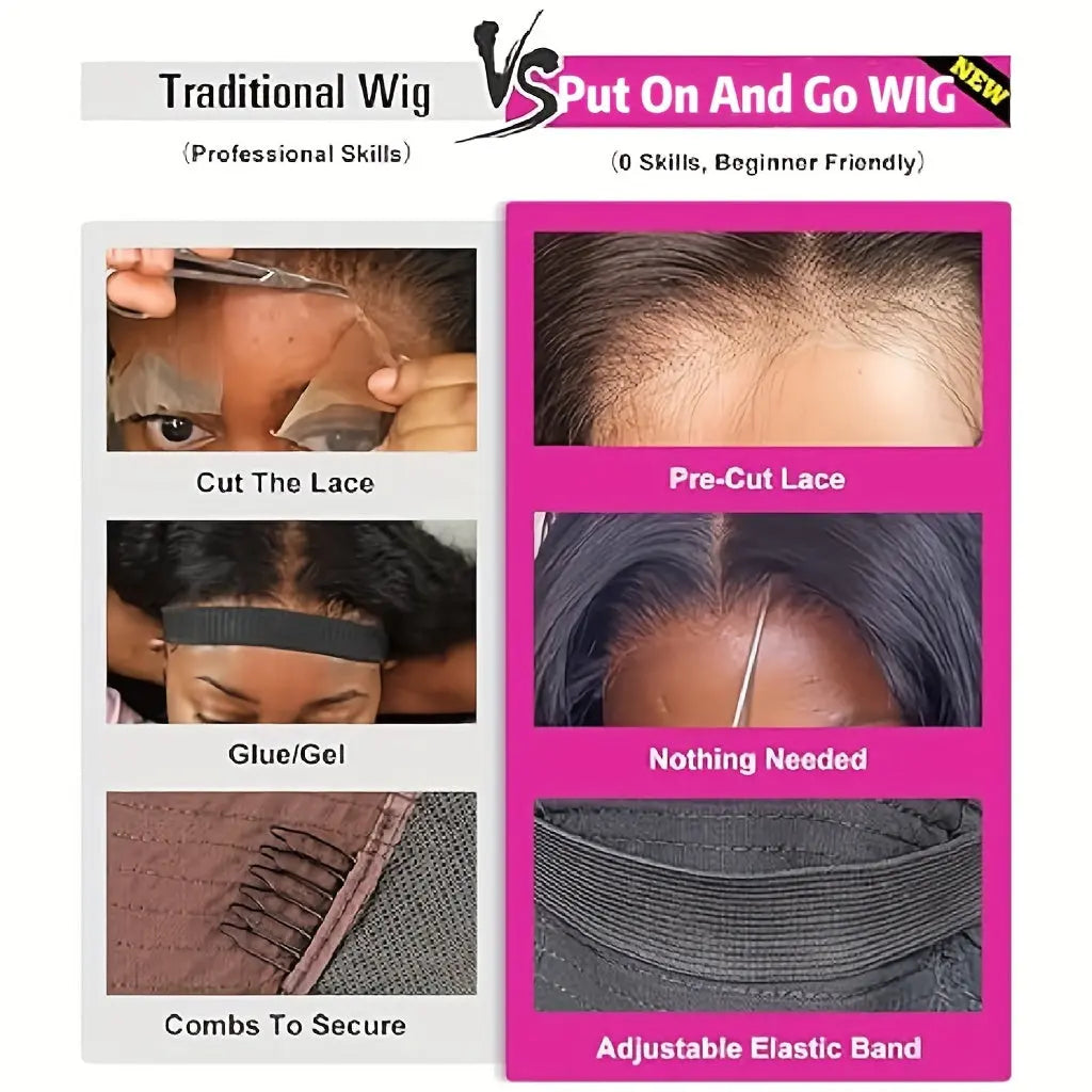 Kinky Curly Glueless Bob Wig Human Hair Pre Plucked Pre Cut Put On And Go Glueless Bob Wigs for Women 4x4 HD Transparent Lace 180% Density