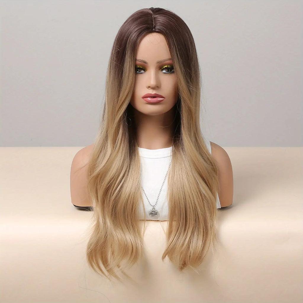 [Pink Hair Wigs] Pink 24 Inch Synthetic Fiber Hair Wigs With Bangs | Long Body Wave Hair Wigs For Women Girls | For Daily Party Cosplay Use Music Festival