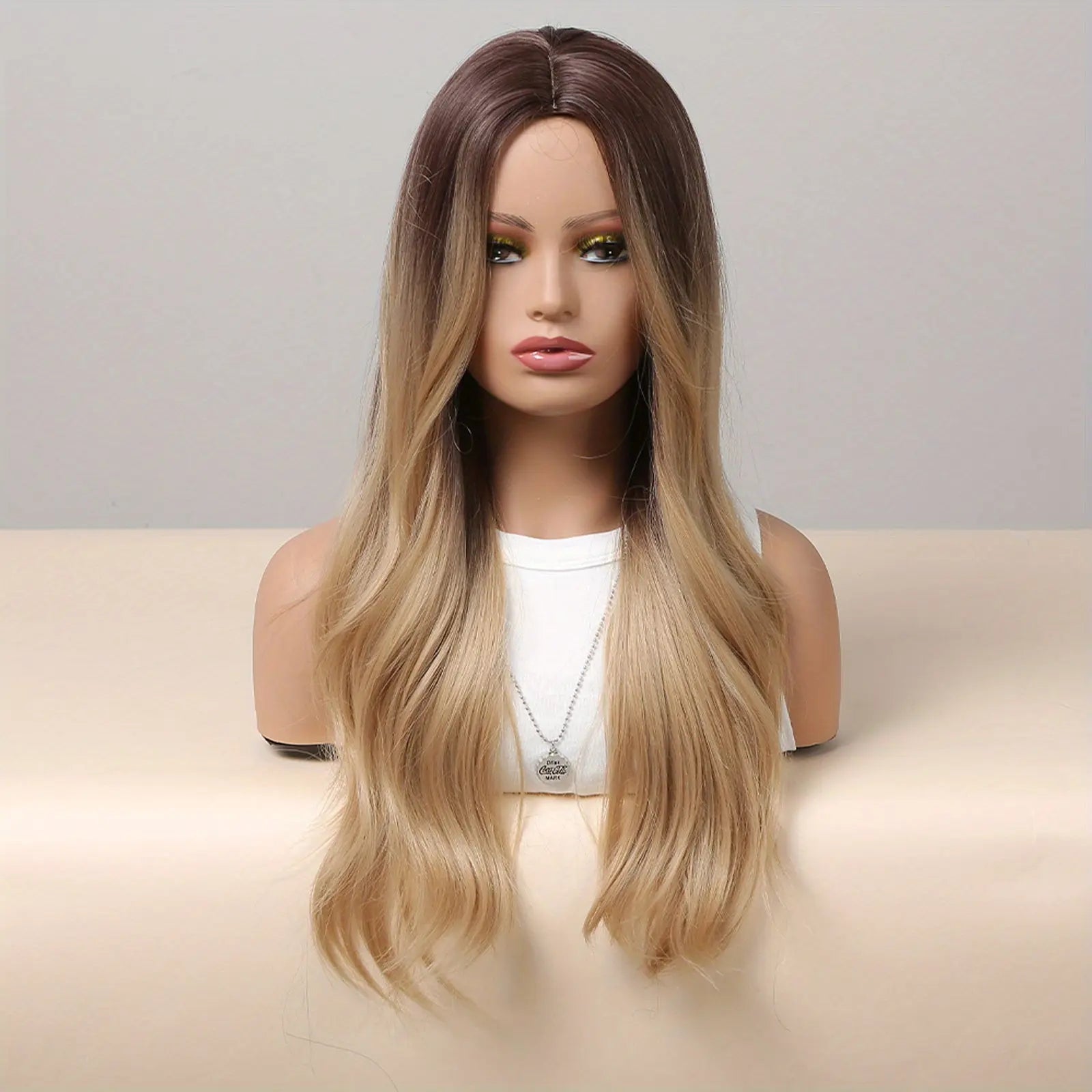 [Pink Hair Wigs] Pink 24 Inch Synthetic Fiber Hair Wigs With Bangs | Long Body Wave Hair Wigs For Women Girls | For Daily Party Cosplay Use Music Festival