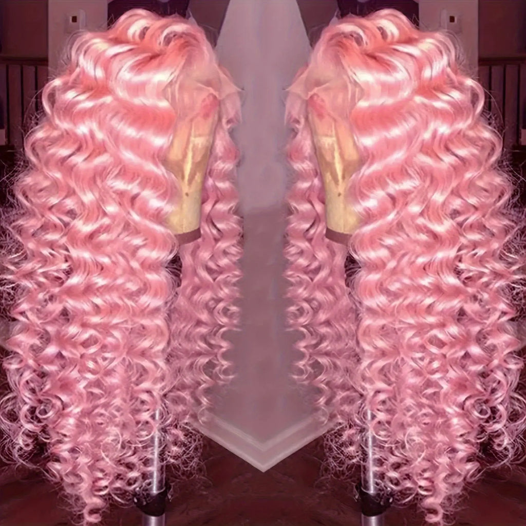 Synthetic 13*4 Lace Front Wigs Synthetic Long Wavy Hair Lace Front Wigs For Women Pastel Lace Front Wigs Deep Wave Curly Lace Wig For Women