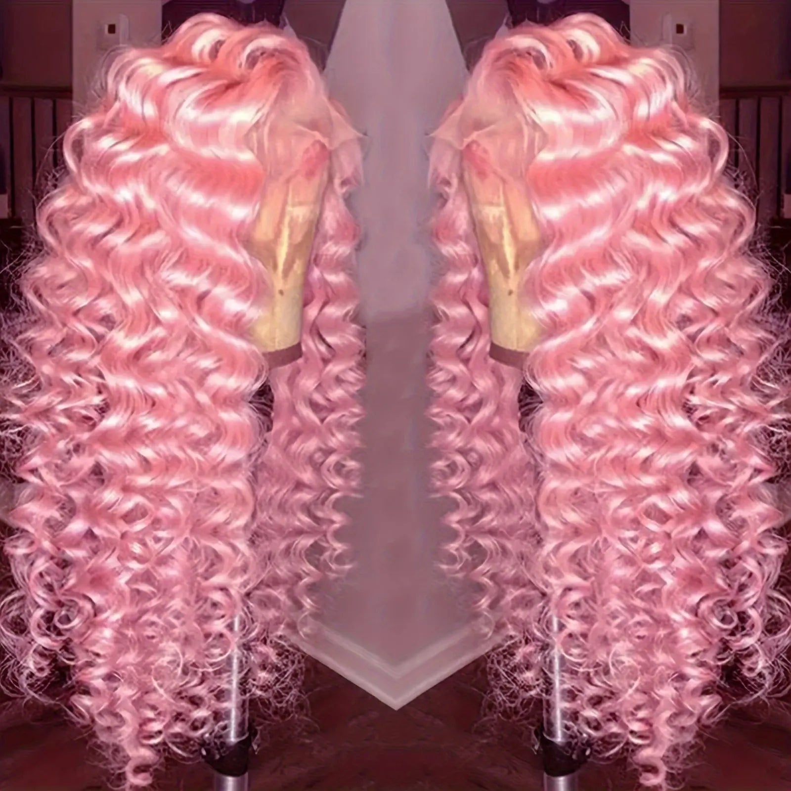 Synthetic 13*4 Lace Front Wigs Synthetic Long Wavy Hair Lace Front Wigs For Women Pastel Lace Front Wigs Deep Wave Curly Lace Wig For Women