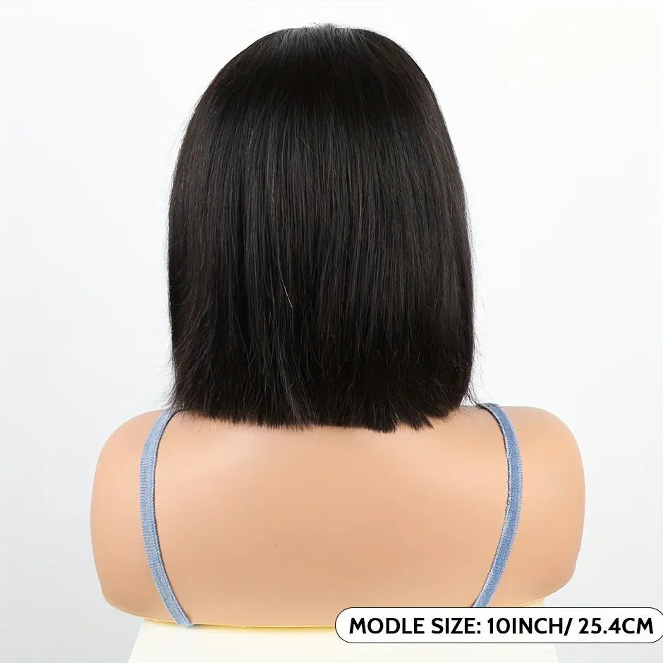 Wear & Go Glueless Bob Wig Human Hair 4x4 HD Lace Front Closure - 200% Density 's Straight Hair System with Pre-Plucked Hairline & 3D Technology (No Glue/Bond) | Instant Volume, Short Bob Cut Wigs
