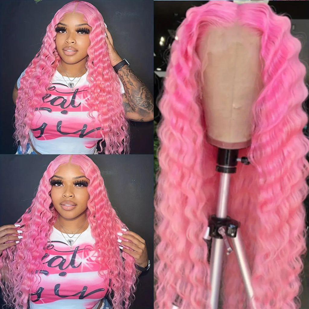 Synthetic 13*4 Lace Front Wigs Synthetic Long Wavy Hair Lace Front Wigs For Women Pastel Lace Front Wigs Deep Wave Curly Lace Wig For Women