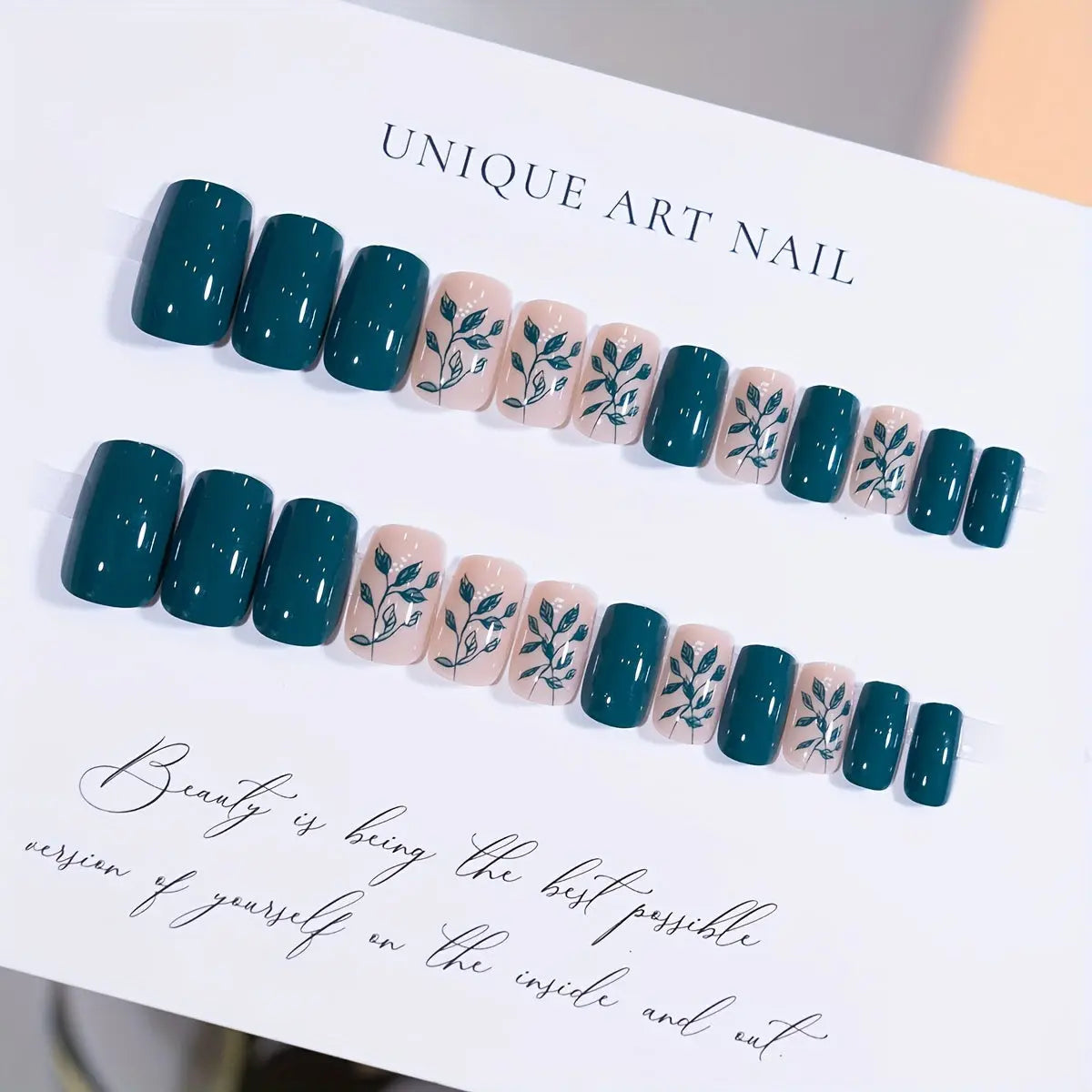 Foreign Trade Plant Fresh Green Leaves European and American Wearable Finger Nails Removable Nails Whitening Finished Products