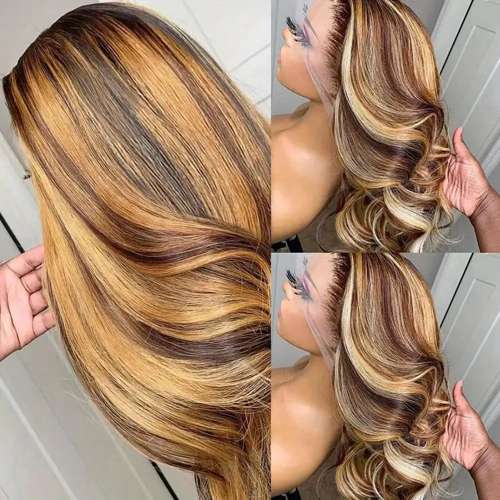 200 Density 4/27 Highlight Wig Body Wave Human Hair Lace Frontal Wigs 13x4 HD Lace Front Wig Human Hair For Woman