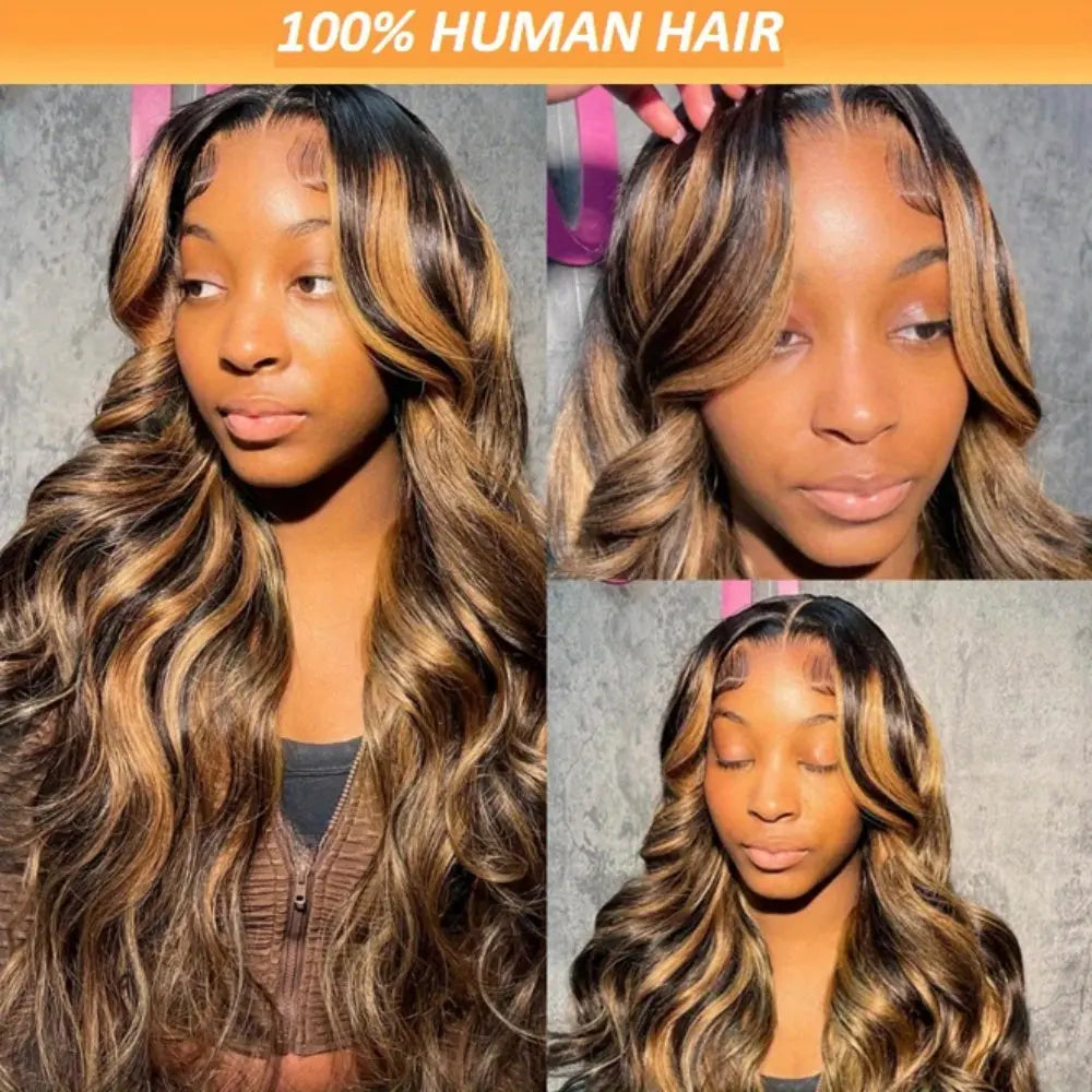 200 Density 4/27 Highlight Wig Body Wave Human Hair Lace Frontal Wigs 13x4 HD Lace Front Wig Human Hair For Woman