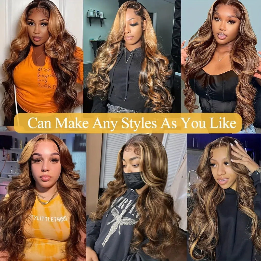 200 Density 4/27 Highlight Wig Body Wave Human Hair Lace Frontal Wigs 13x4 HD Lace Front Wig Human Hair For Woman