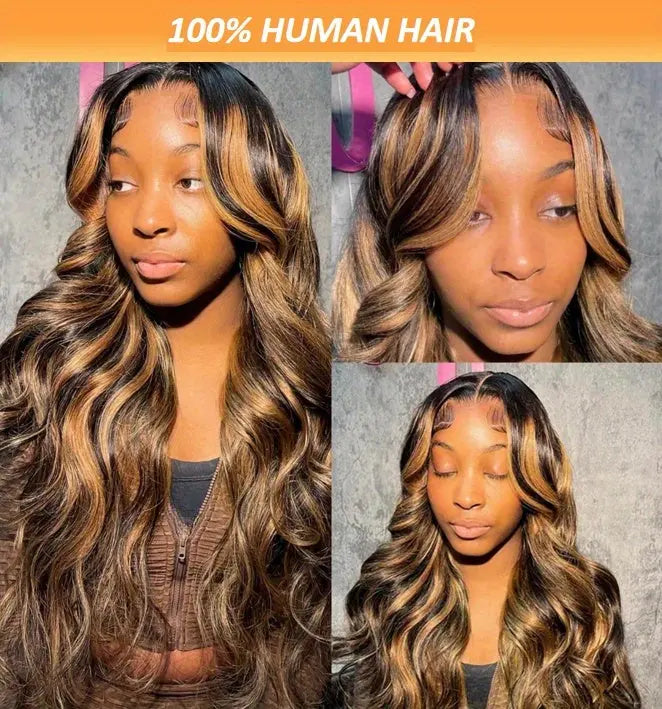 200 Density 4/27 Highlight Wig Body Wave Human Hair Lace Frontal Wigs 13x4 HD Lace Front Wig Human Hair For Woman