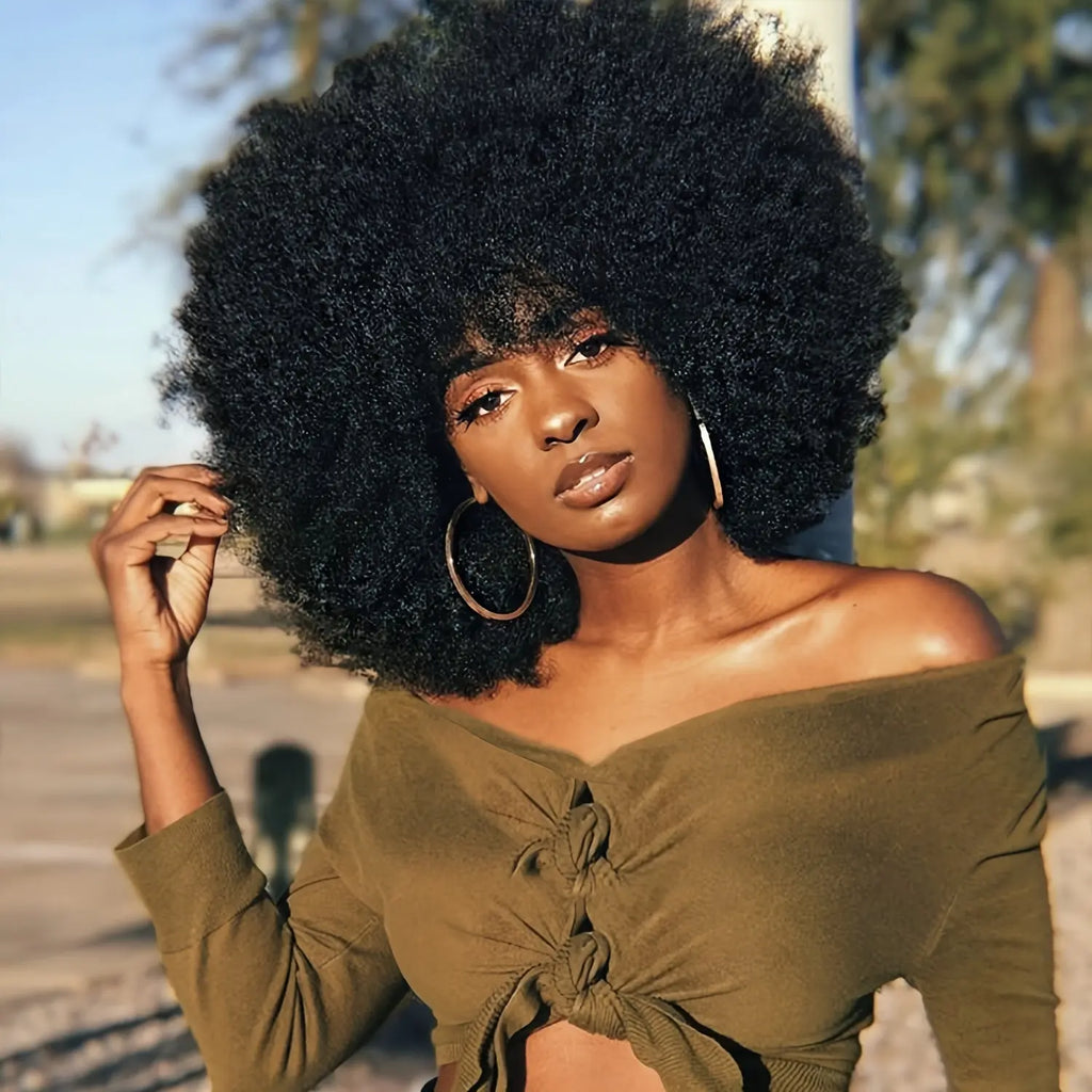 Short Curly Afro Wig 70s Bouncy Huge Fluffy Puff Wigs Synthetic For Cosplay And Daily
