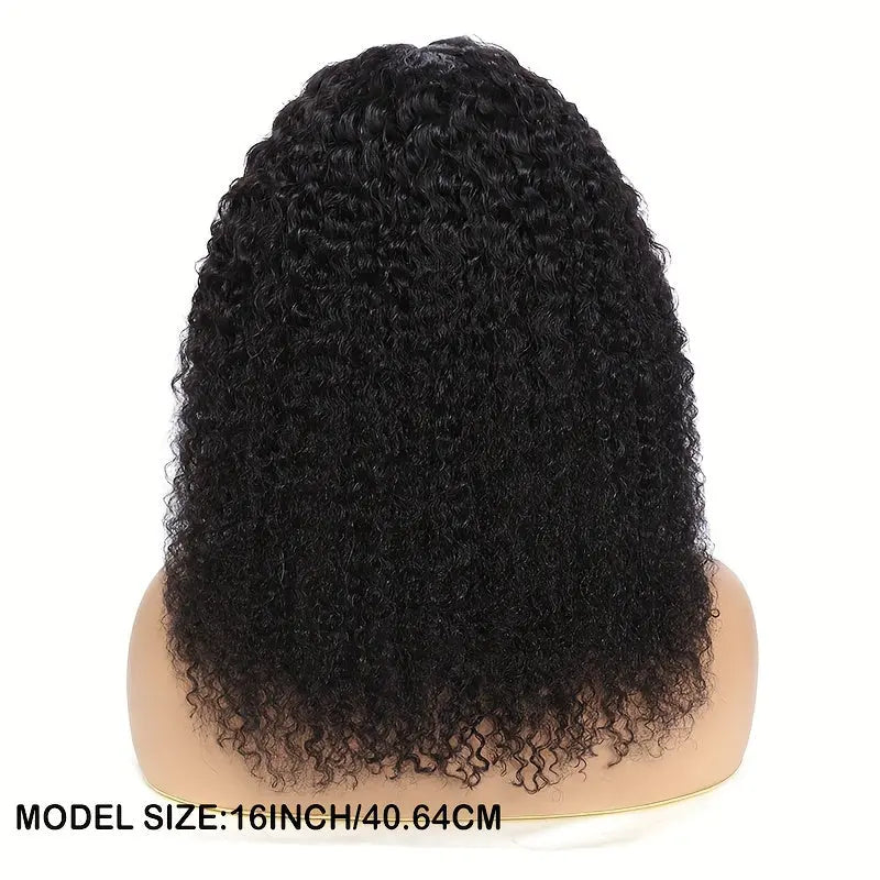 Kinky Curly Lace Front Wigs Human Hair 4x4x1 Lace Closure Wigs 180% Density Kinky Curly Wigs with Brazilian Remy Hair Unprocessed Virgin Hair Wig Natural Color