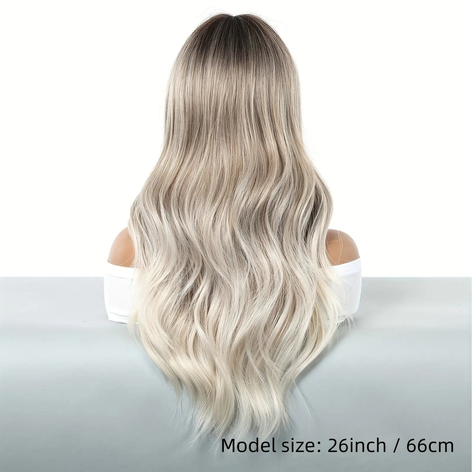 Woven Wigs Women's Basic Long Loose Wave Blonde Gradient Wig with Bangs, Tang Long Synthetic Fiber, Rose Net Cap, High Density 130% for Caucasian