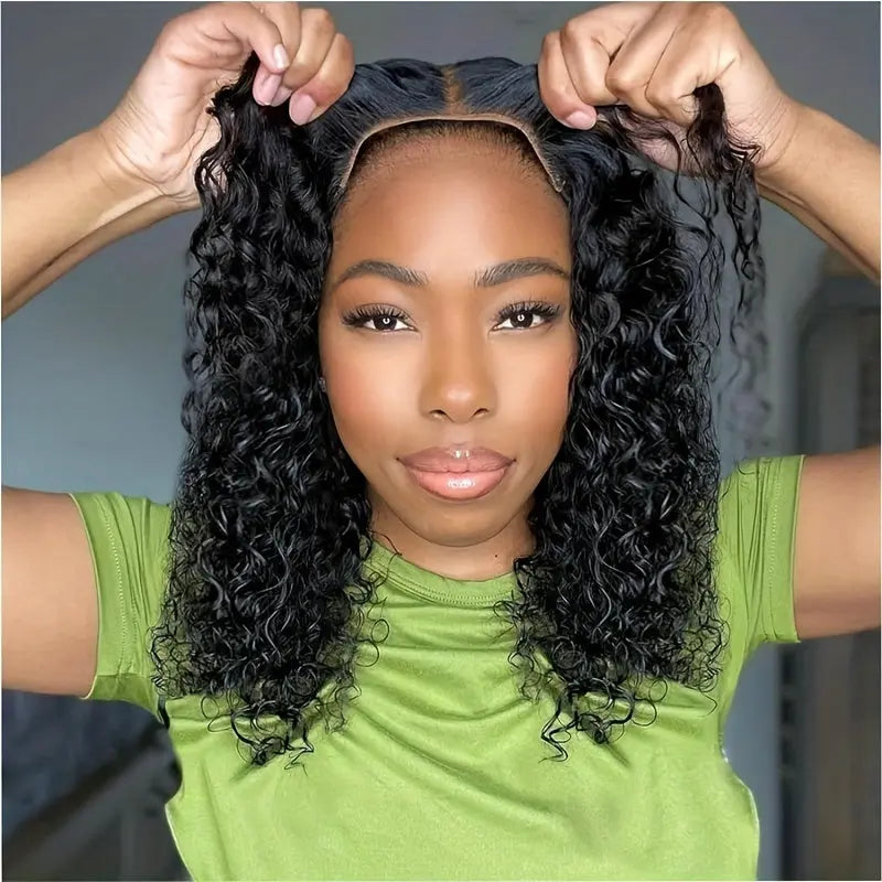 Wear & Go Glueless Bob Wig Human Hair 4x4 HD Lace Front Closure - 200% Density 's Straight Hair System with Pre-Plucked Hairline & 3D Technology (No Glue/Bond) | Instant Volume, Short Bob Cut Wigs