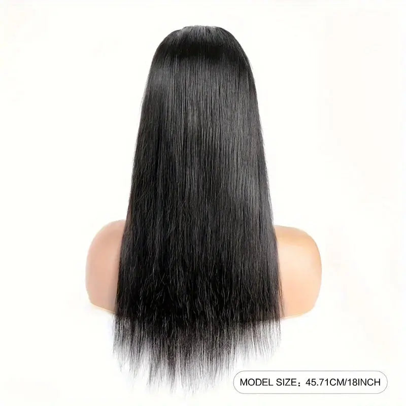 Straight Human Hair Wigs With Bangs None Lace Front Wigs Human Hair Straight Wigs 150% Density Put On And Go Wigs Brazilian Virgin Human Hair Wigs For Women Natural Color