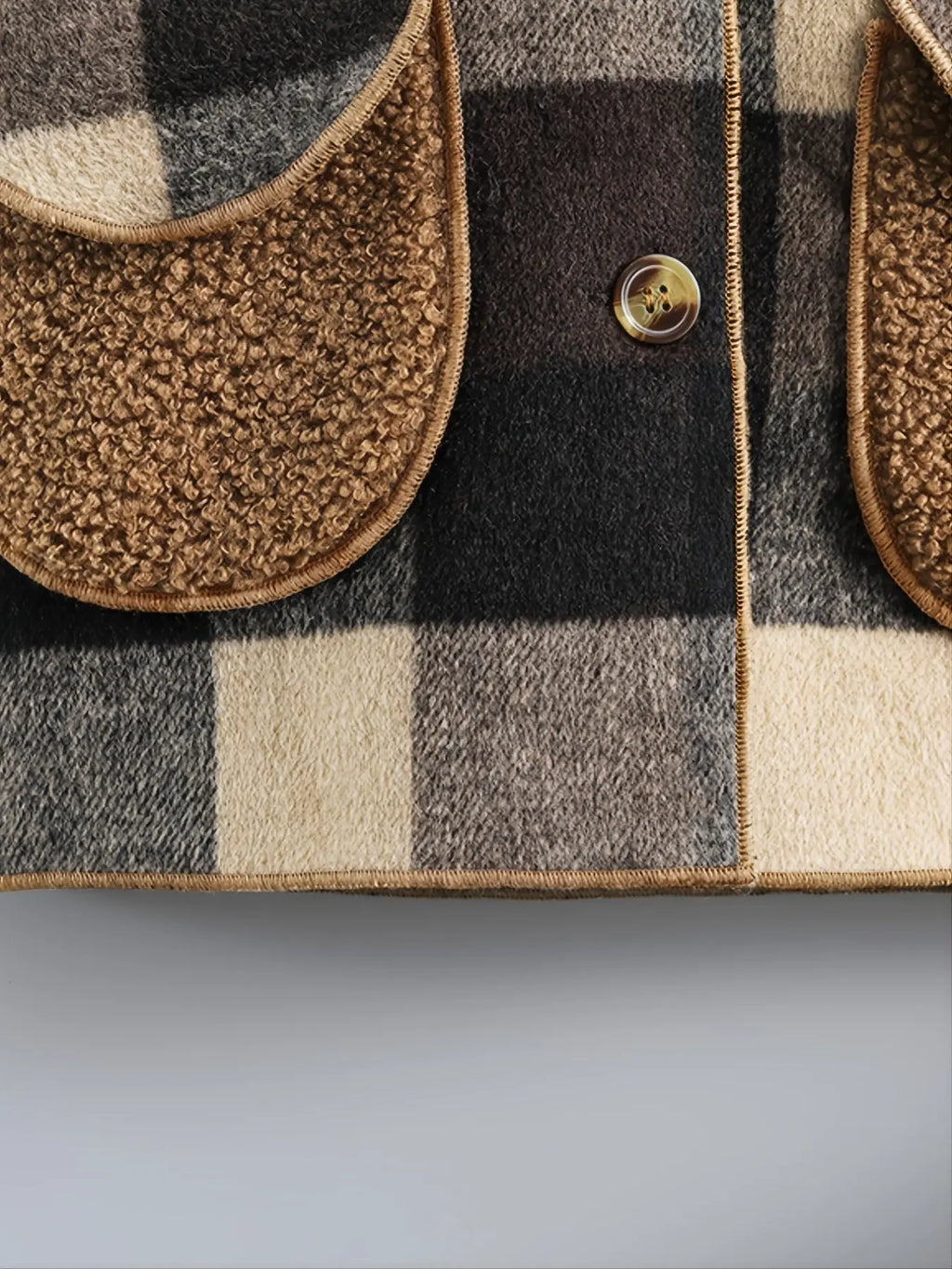 Boys' Long Sleeve Plaid Fleece-Lined Jacket with Button Front & Pockets - Cozy Fall/Winter Warmth, Casual Cardigan Collar, Brown/ Tartan Pattern, Machine Washable For Outdoor Play & Casual Attire, Winter Jacket For Boys, Fall Avivanastore