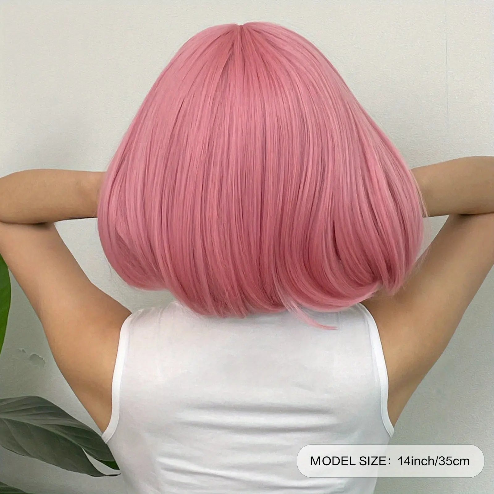 Brown 14 Inch Bob Short Straight Hair Wigs With Bangs Cute Synthetic Fiber Women's Wigs For Daily Halloween Party Cosplay Use Music Festival