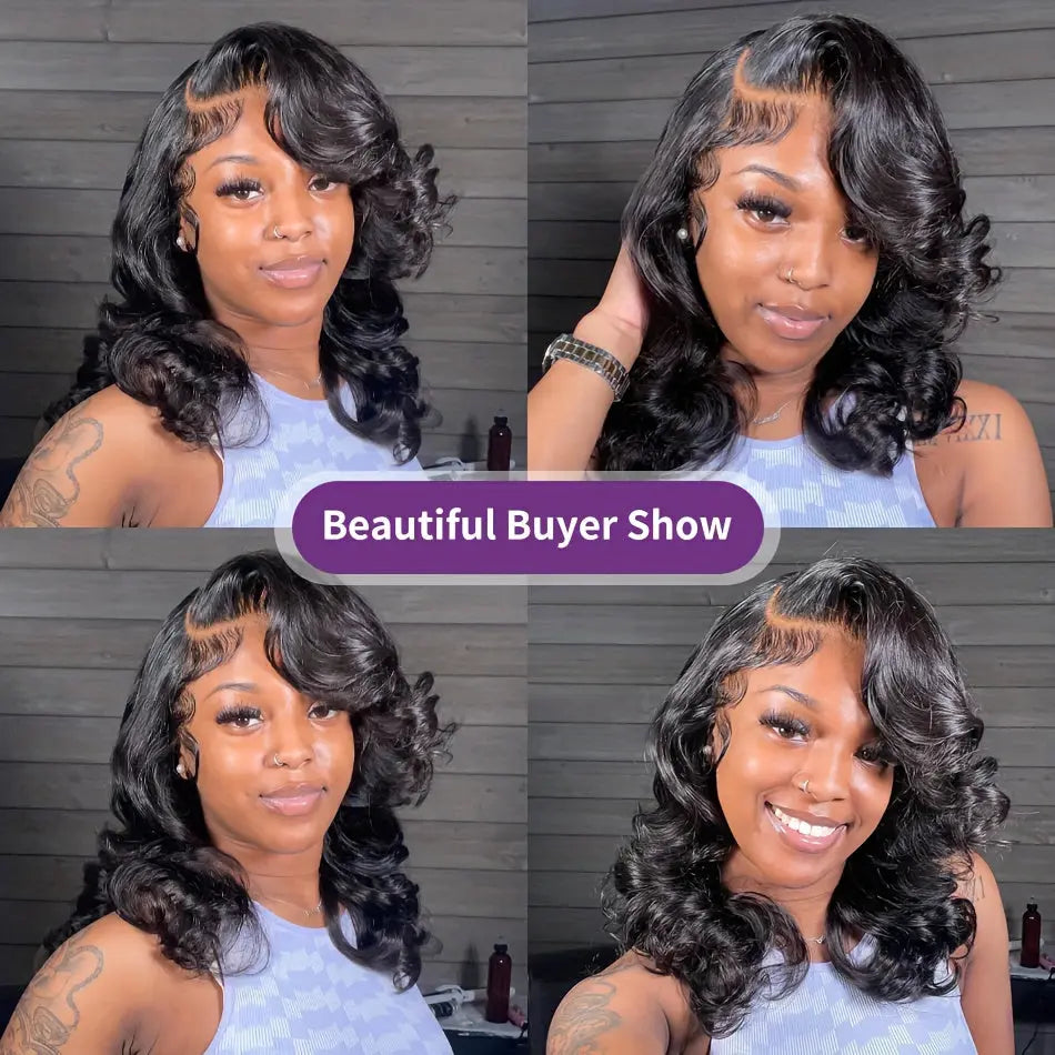 Short Bob Wig 13x4 HD Lace Frontal Wig Human Hair Brazilian Remy Transparent Lace Front Wig For Women Loose Body Wave Pre Plucked Closure Wigs 180% Density 10 12 14 16 Inch