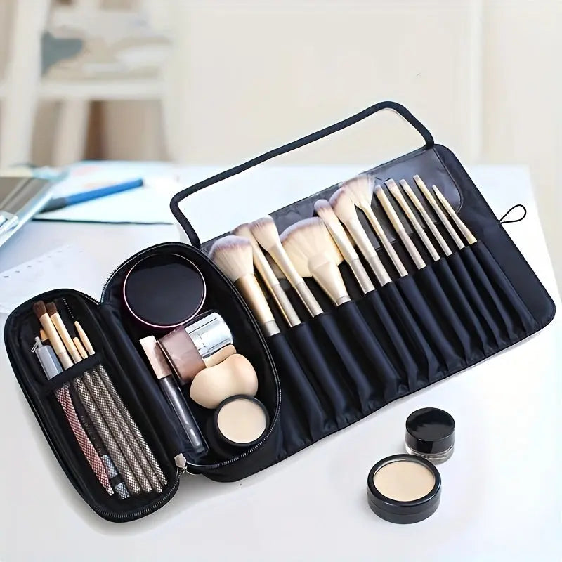 Large Capacity Makeup Brush Organizer Bag - Multi-Functional Korean Style Portable Cosmetic Pouch for Students Avivanastore