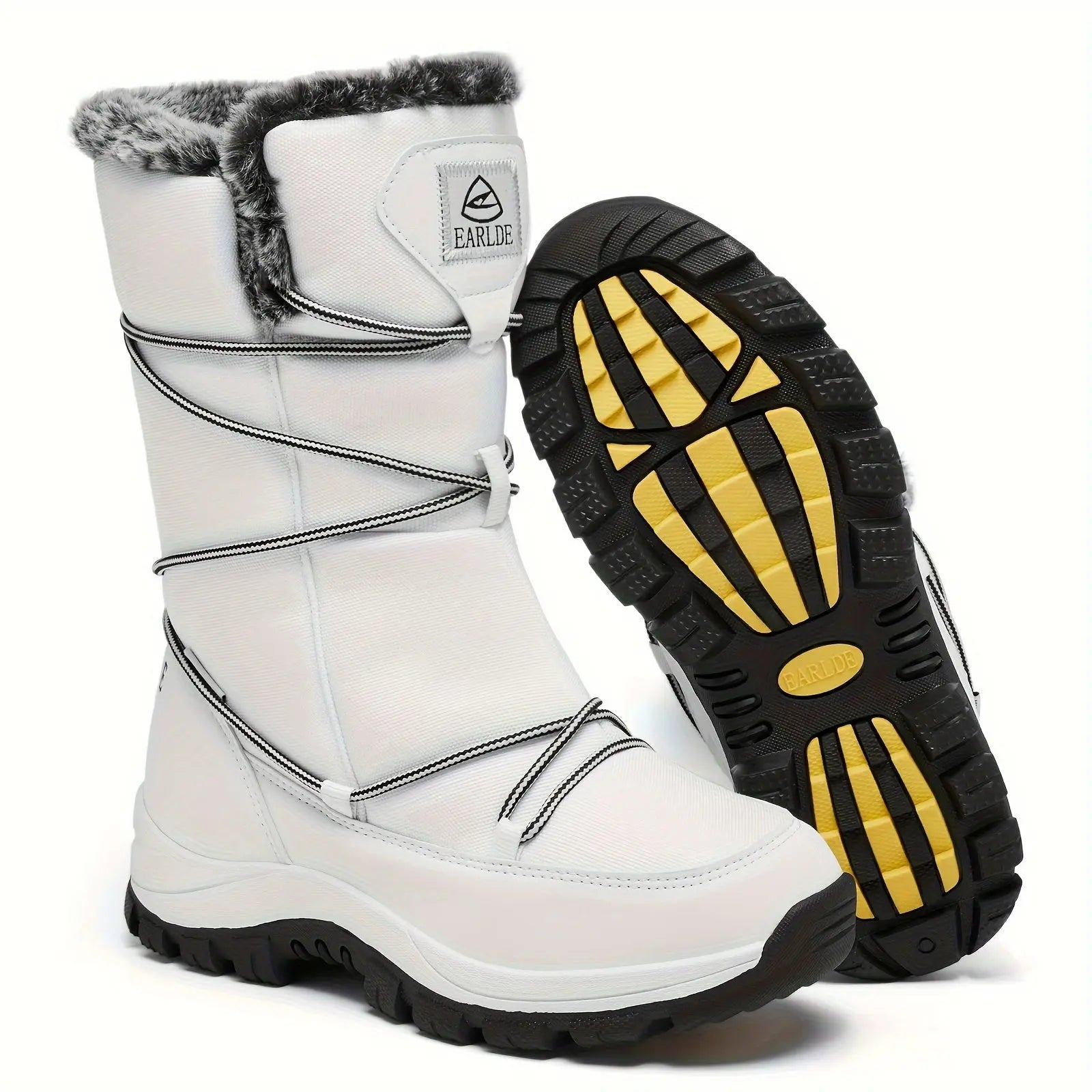 Women's High Quality Winter Snow Boots - Heavy-Duty PU Cover-like Upper, Non-Slip Rubber Outsole, Mid-Calf High-Ankle with Cushioned Insole - All-Terrain Traction for Ice, Snow, Mud, and Slush - Ideal for Hiking, Walking, and