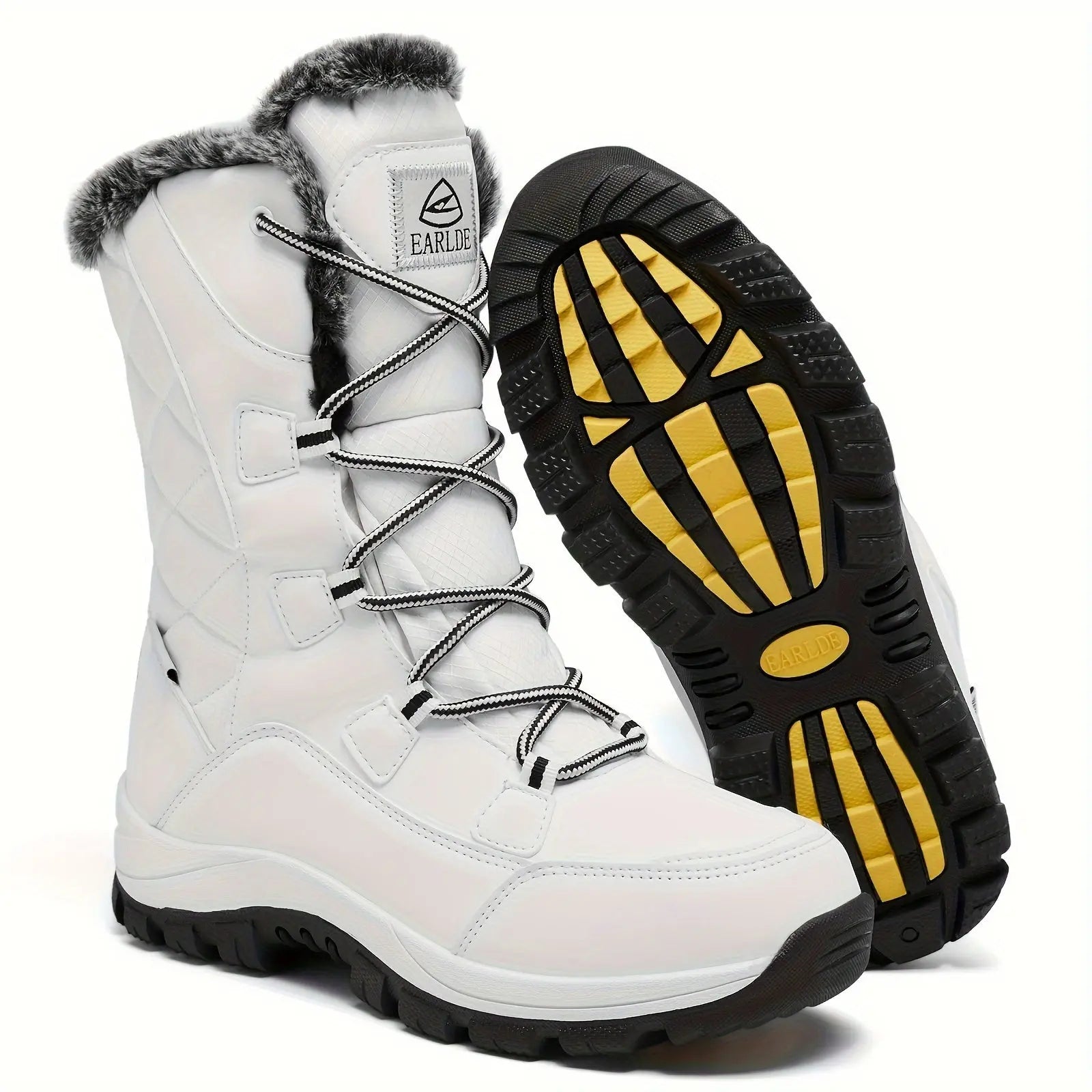 Women's High Quality Winter Snow Boots - Heavy-Duty PU Cover-like Upper, Non-Slip Rubber Outsole, Mid-Calf High-Ankle with Cushioned Insole - All-Terrain Traction for Ice, Snow, Mud, and Slush - Ideal for Hiking, Walking, and