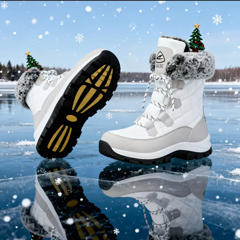 Women's High Quality Winter Snow Boots - Heavy-Duty PU Cover-like Upper, Non-Slip Rubber Outsole, Mid-Calf High-Ankle with Cushioned Insole - All-Terrain Traction for Ice, Snow, Mud, and Slush - Ideal for Hiking, Walking, and
