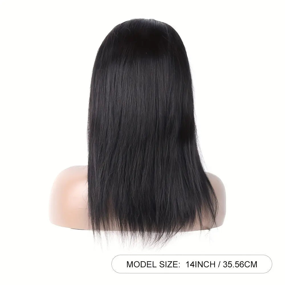 Straight Human Hair Wigs With Bangs None Lace Front Wigs Human Hair Straight Wigs 150% Density Put On And Go Wigs Brazilian Virgin Human Hair Wigs For Women Natural Color