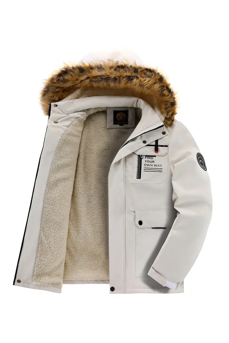 Men'S Winter Windbreaker Jacket with Warm Hood - Maroon Zip-Up Outdoor Coat, Stand Collar, Multiple Pockets, Casual Sporty Design for Cold Weather, Winter Jacket Avivanastore