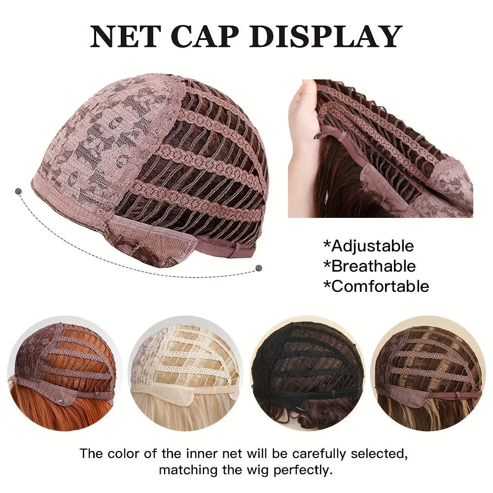 Woven Wigs Women's Basic Long Loose Wave Blonde Gradient Wig with Bangs, Tang Long Synthetic Fiber, Rose Net Cap, High Density 130% for Caucasian