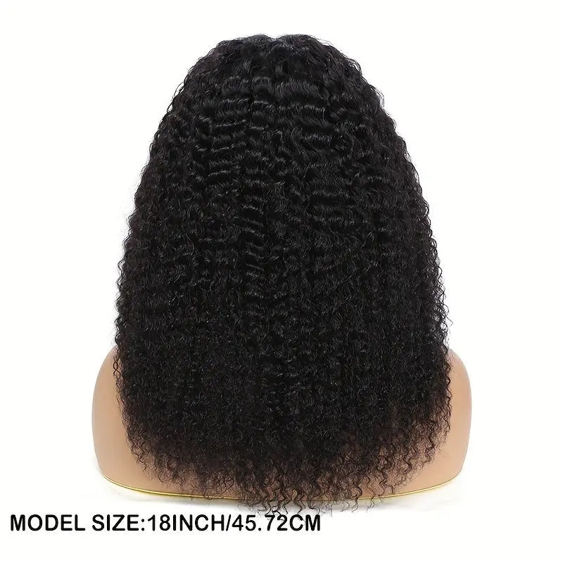 Kinky Curly Lace Front Wigs Human Hair 4x4x1 Lace Closure Wigs 180% Density Kinky Curly Wigs with Brazilian Remy Hair Unprocessed Virgin Hair Wig Natural Color