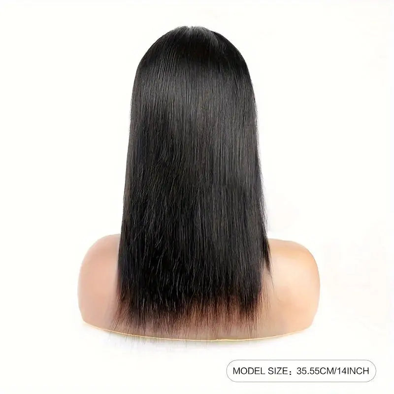 Straight Human Hair Wigs With Bangs None Lace Front Wigs Human Hair Straight Wigs 150% Density Put On And Go Wigs Brazilian Virgin Human Hair Wigs For Women Natural Color