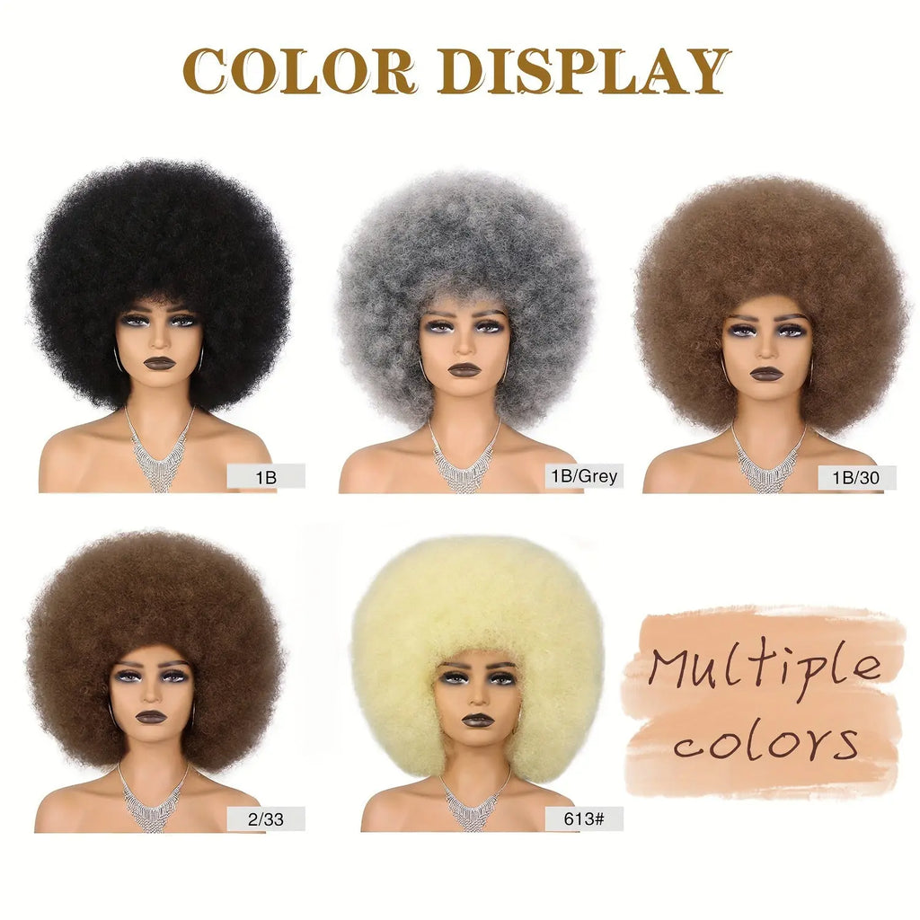 Short Curly Afro Wig 70s Bouncy Huge Fluffy Puff Wigs Synthetic For Cosplay And Daily