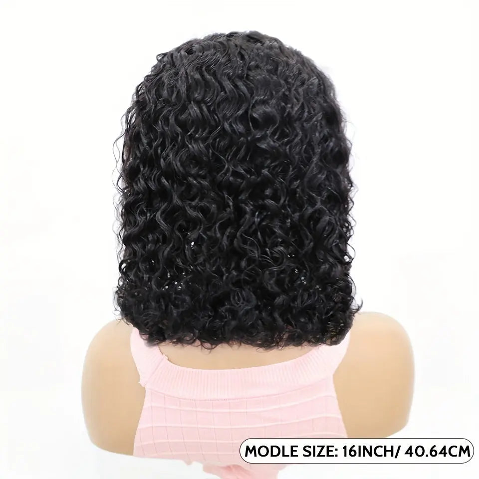 Wear & Go Glueless Bob Wig Human Hair 4x4 HD Lace Front Closure - 200% Density 's Straight Hair System with Pre-Plucked Hairline & 3D Technology (No Glue/Bond) | Instant Volume, Short Bob Cut Wigs
