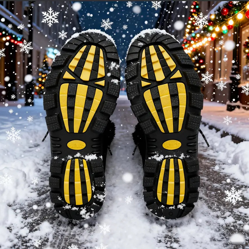 Women's High Quality Winter Snow Boots - Heavy-Duty PU Cover-like Upper, Non-Slip Rubber Outsole, Mid-Calf High-Ankle with Cushioned Insole - All-Terrain Traction for Ice, Snow, Mud, and Slush - Ideal for Hiking, Walking, and