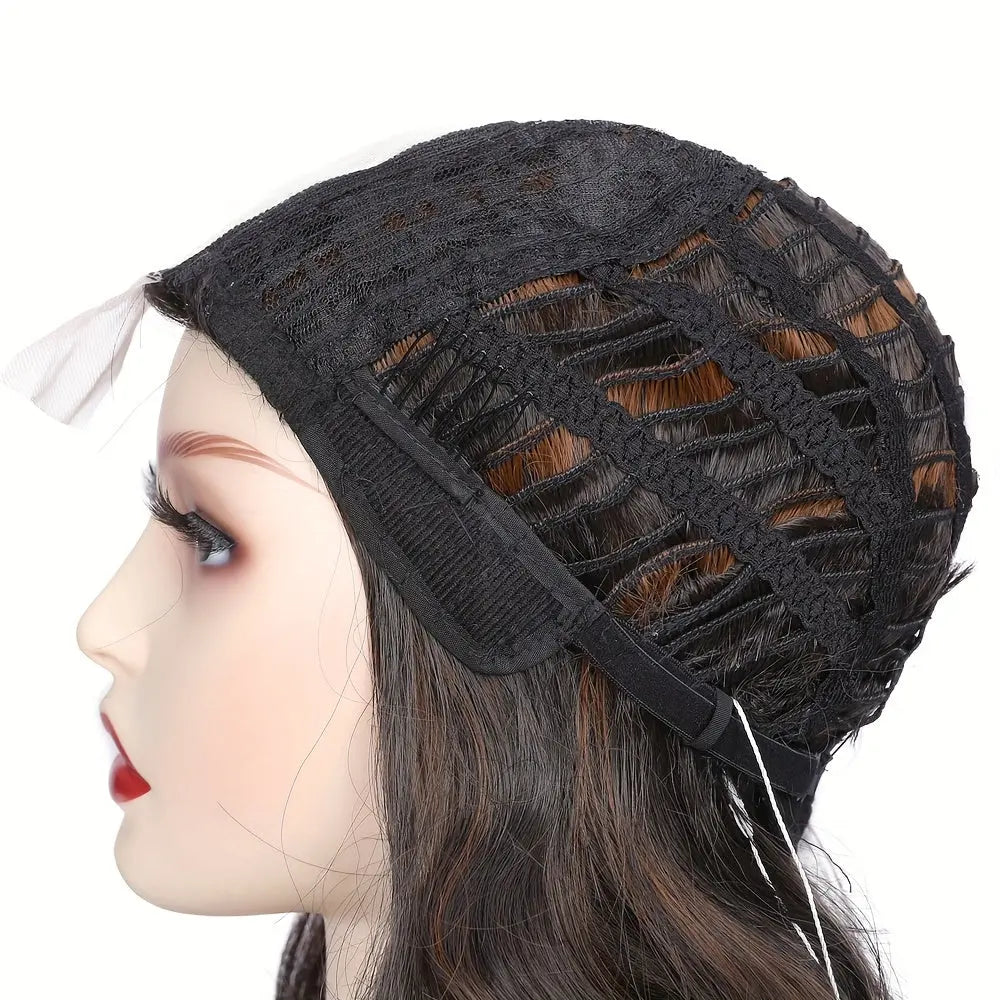 Long Wavy Wig With Highlights Synthetic Hair Layered Lace Wigs Heat Resistant Fiber Black Wigs For Women Cosplay Wig Daily Use