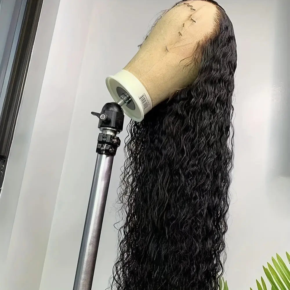 SISIFIRE 13x4 Inch Lace Front Wigs for Women, Loose Curly Wave Hairline, Pre-Plucked Synthetic Wig, Heat Resistant Fiber, Glueless Design, Black, for Daily and Party Use, 24-26 inch