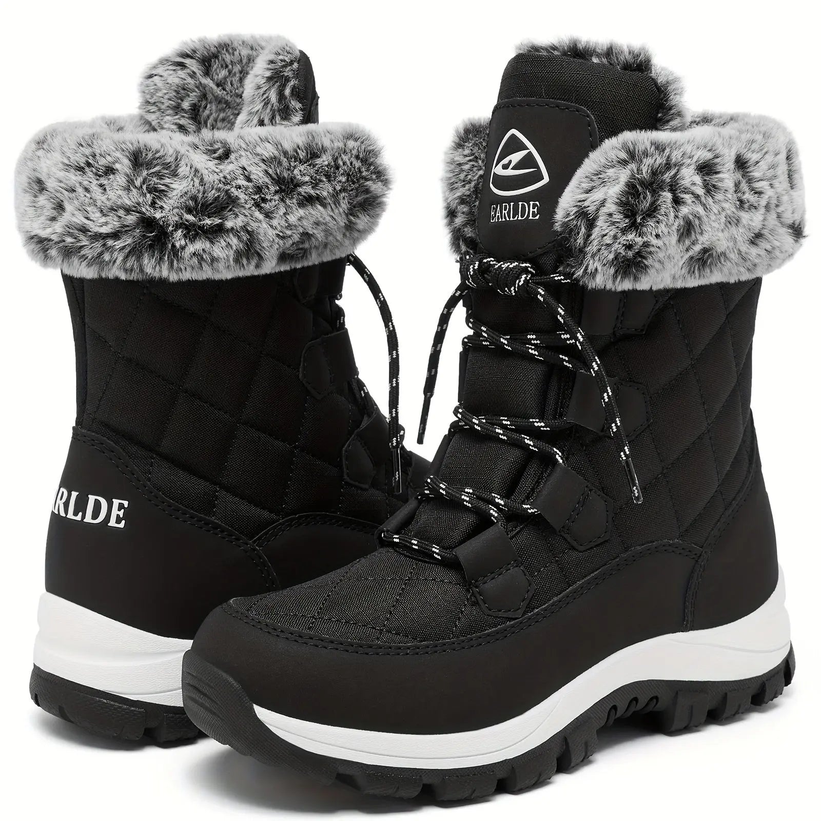 Women's High Quality Winter Snow Boots - Heavy-Duty PU Cover-like Upper, Non-Slip Rubber Outsole, Mid-Calf High-Ankle with Cushioned Insole - All-Terrain Traction for Ice, Snow, Mud, and Slush - Ideal for Hiking, Walking, and