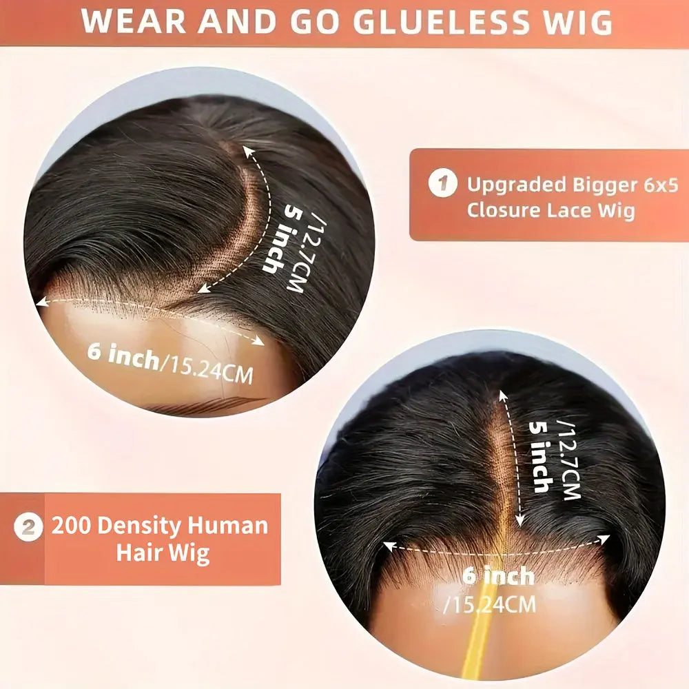 200% Density Put On and Go Wig 6X5 HD Lace Closure Wigs Human Hair Deep Wave Glueless Wigs Human Hair Pre Cut Lace No Glue 3 Seconds To Wear Brazilian Virgin Hair