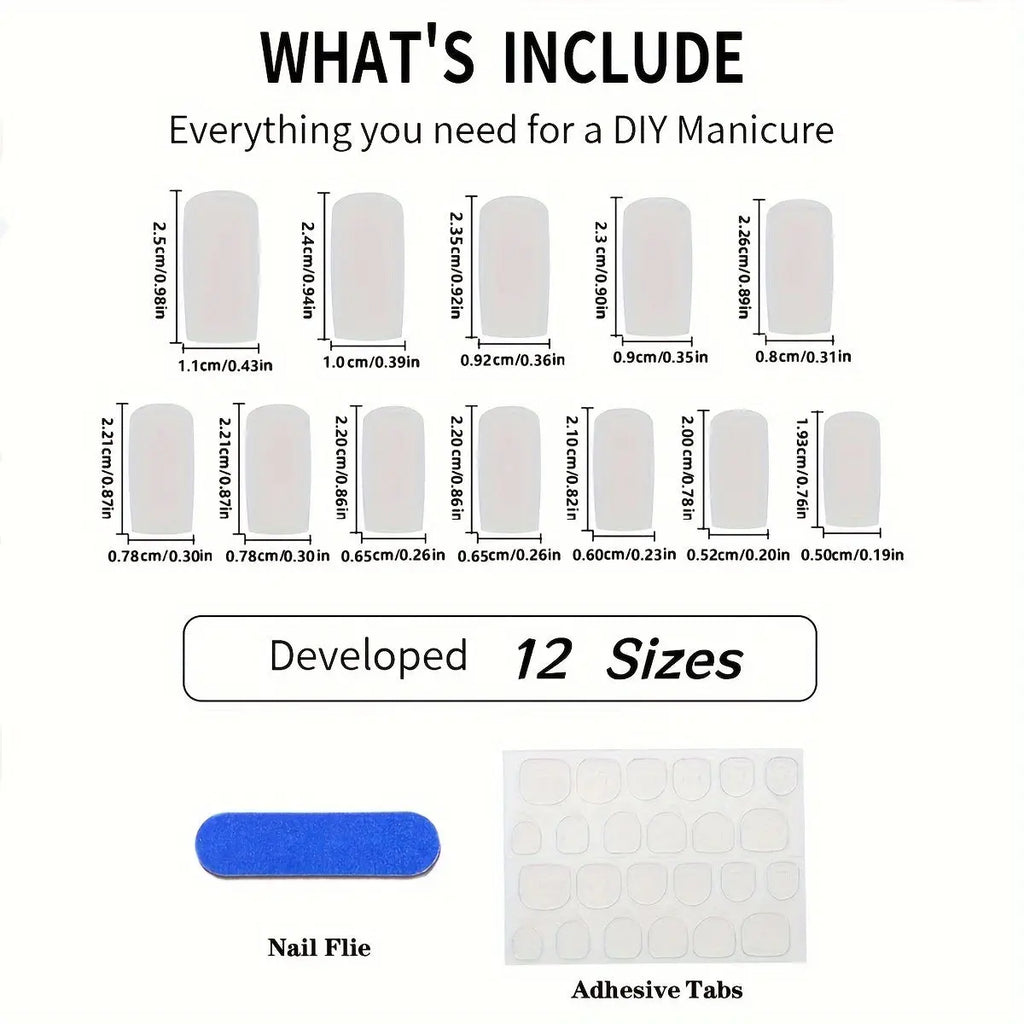 24 Pieces Of Long Square Dark Skull Sweetheart Bat Dark Knight Cool Girl Milk Bone Dark Finger Nails With 1 Piece Of Jelly Glue And 1 Piece Of File