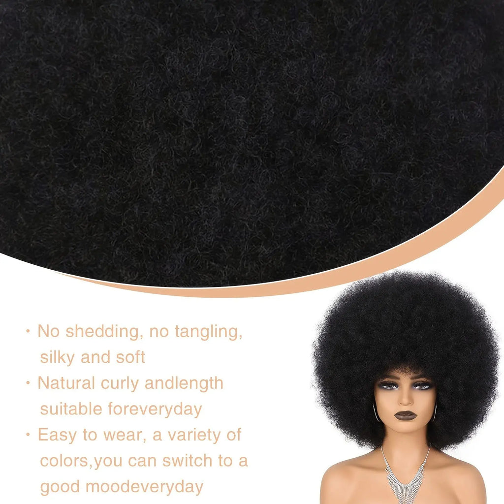 Short Curly Afro Wig 70s Bouncy Huge Fluffy Puff Wigs Synthetic For Cosplay And Daily