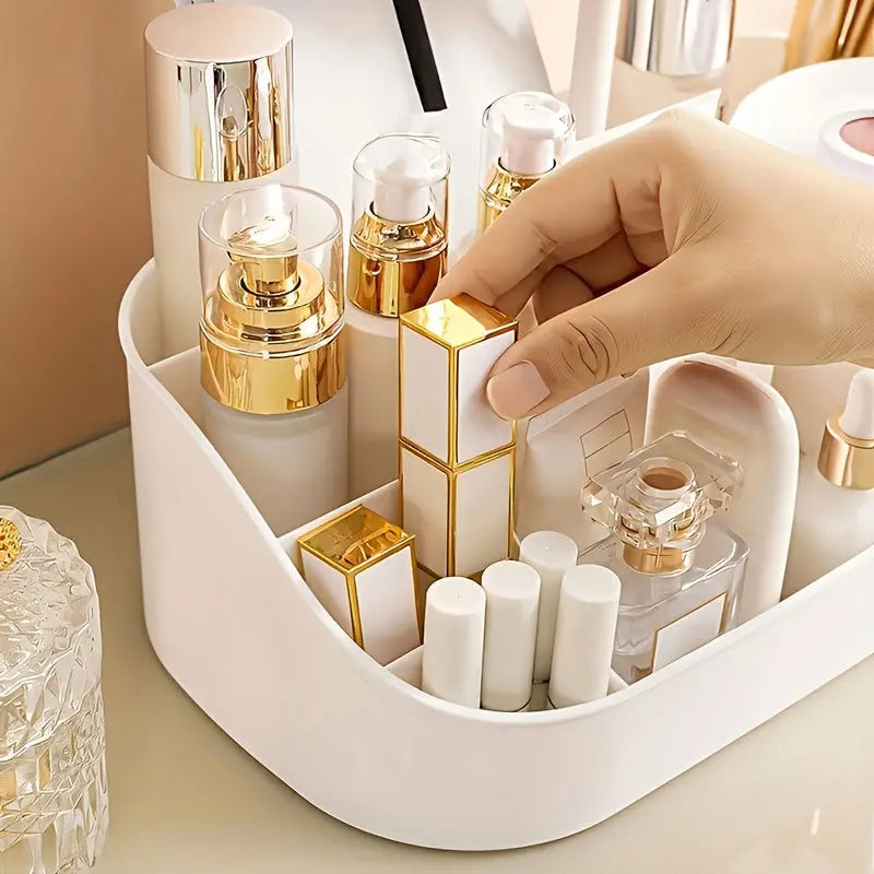 1 Cosmetic Storage Box with Mirror, Two Transparent Drawers, 5 Compartments, Equipped with LED Three-color Light Mirror, Very Suitable for Storing Lipsticks, Perfumes, Foundation Brushes, Face Masks, Multi-functional Dressing Avivanastore