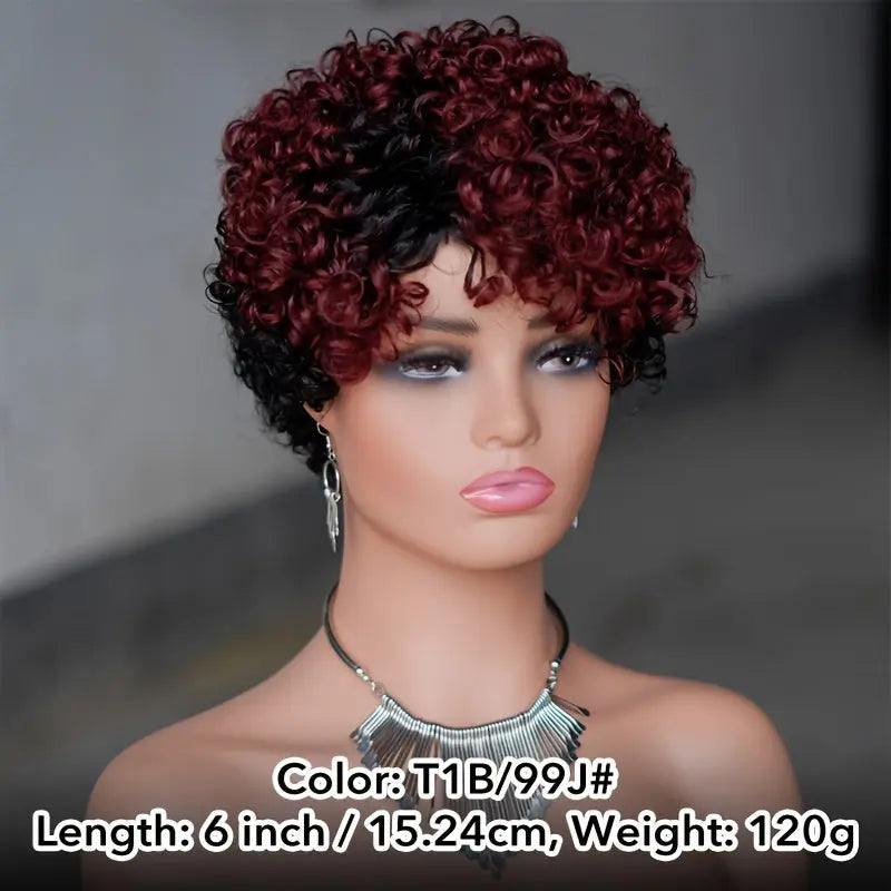 180 density Short Curly Wigs for Women Human Hair  Pixie Cut Wig Human Hair  Short Wigs for  Women with Bangs None Lace Front Bob Short Wigs Human Hair T1B/99J