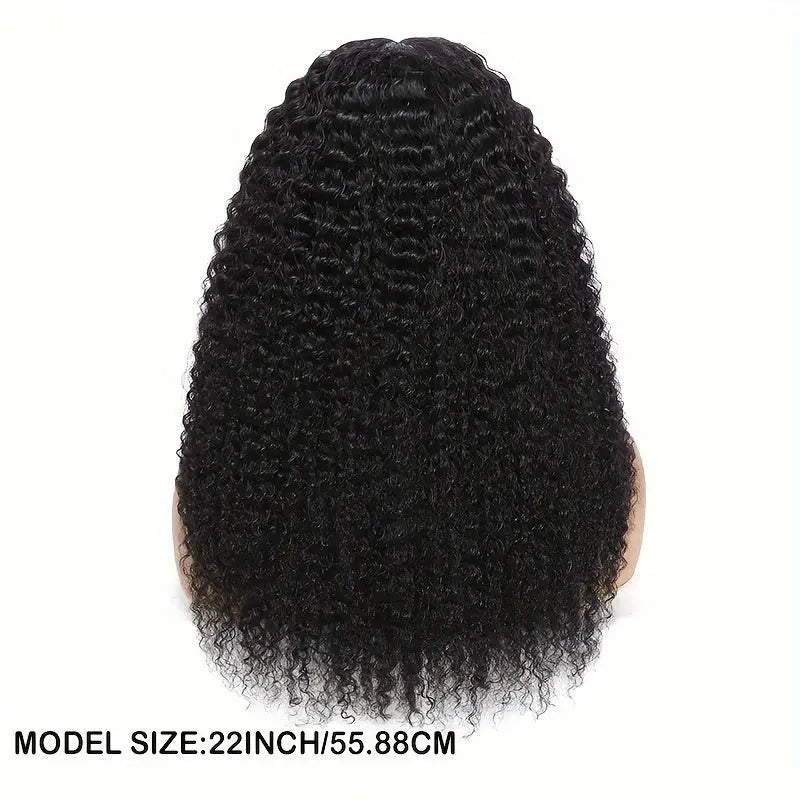 Kinky Curly Lace Front Wigs Human Hair 4x4x1 Lace Closure Wigs 180% Density Kinky Curly Wigs with Brazilian Remy Hair Unprocessed Virgin Hair Wig Natural Color