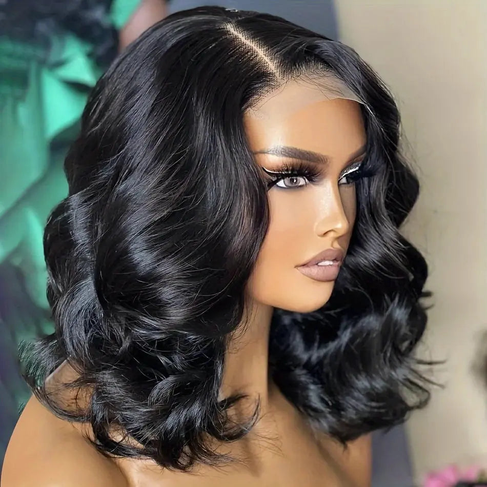 Short Bob Wig 13x4 HD Lace Frontal Wig Human Hair Brazilian Remy Transparent Lace Front Wig For Women Loose Body Wave Pre Plucked Closure Wigs 180% Density 10 12 14 16 Inch