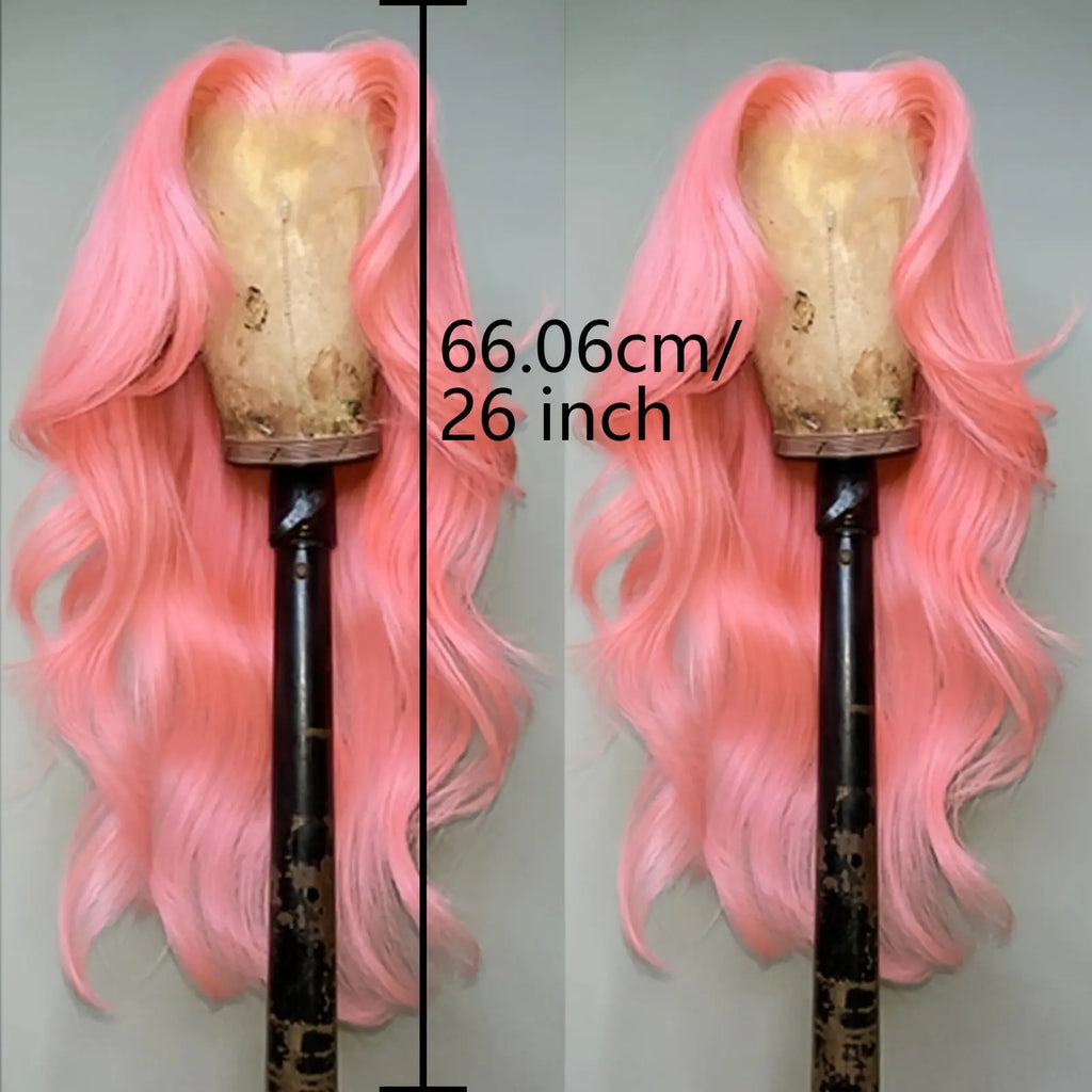 13x4 Pink Body Wave Lace Front Wig Long Pink Body Wave Lace Frontal Wig Body Wave Wigs For Women 26 Inch