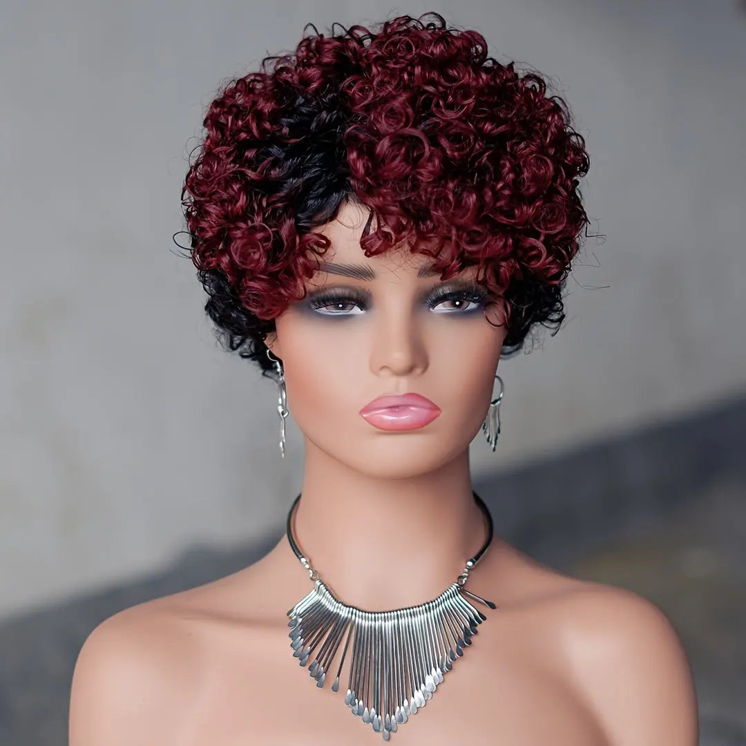 180 density Short Curly Wigs for Women Human Hair  Pixie Cut Wig Human Hair  Short Wigs for  Women with Bangs None Lace Front Bob Short Wigs Human Hair T1B/99J