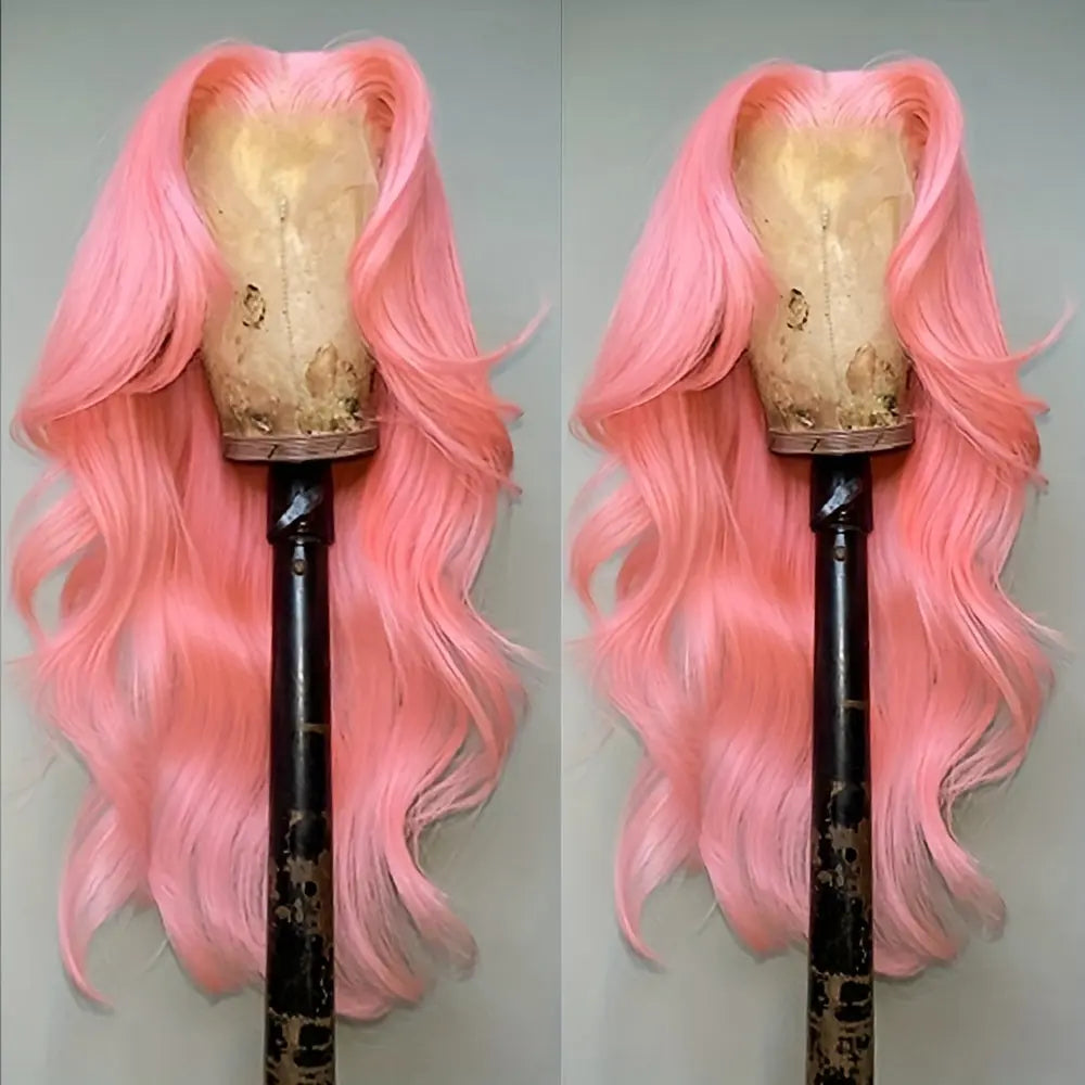 13x4 Pink Body Wave Lace Front Wig Long Pink Body Wave Lace Frontal Wig Body Wave Wigs For Women 26 Inch
