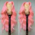 13x4 Pink Body Wave Lace Front Wig Long Pink Body Wave Lace Frontal Wig Body Wave Wigs For Women 26 Inch