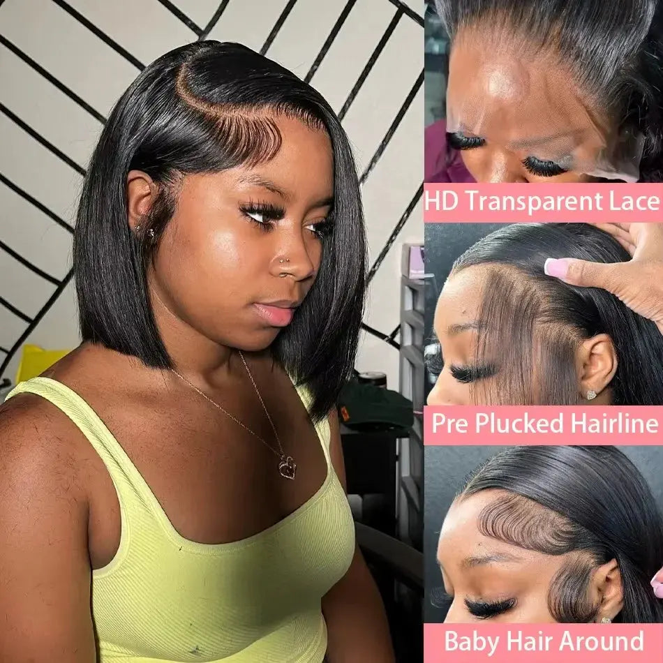 13x4 Bob Wig Human Hair Straight Lace Front Wigs Human Hair Short Bob Human Hair Wigs Black 4x4 Lace Front Wig Human Hair Wigs