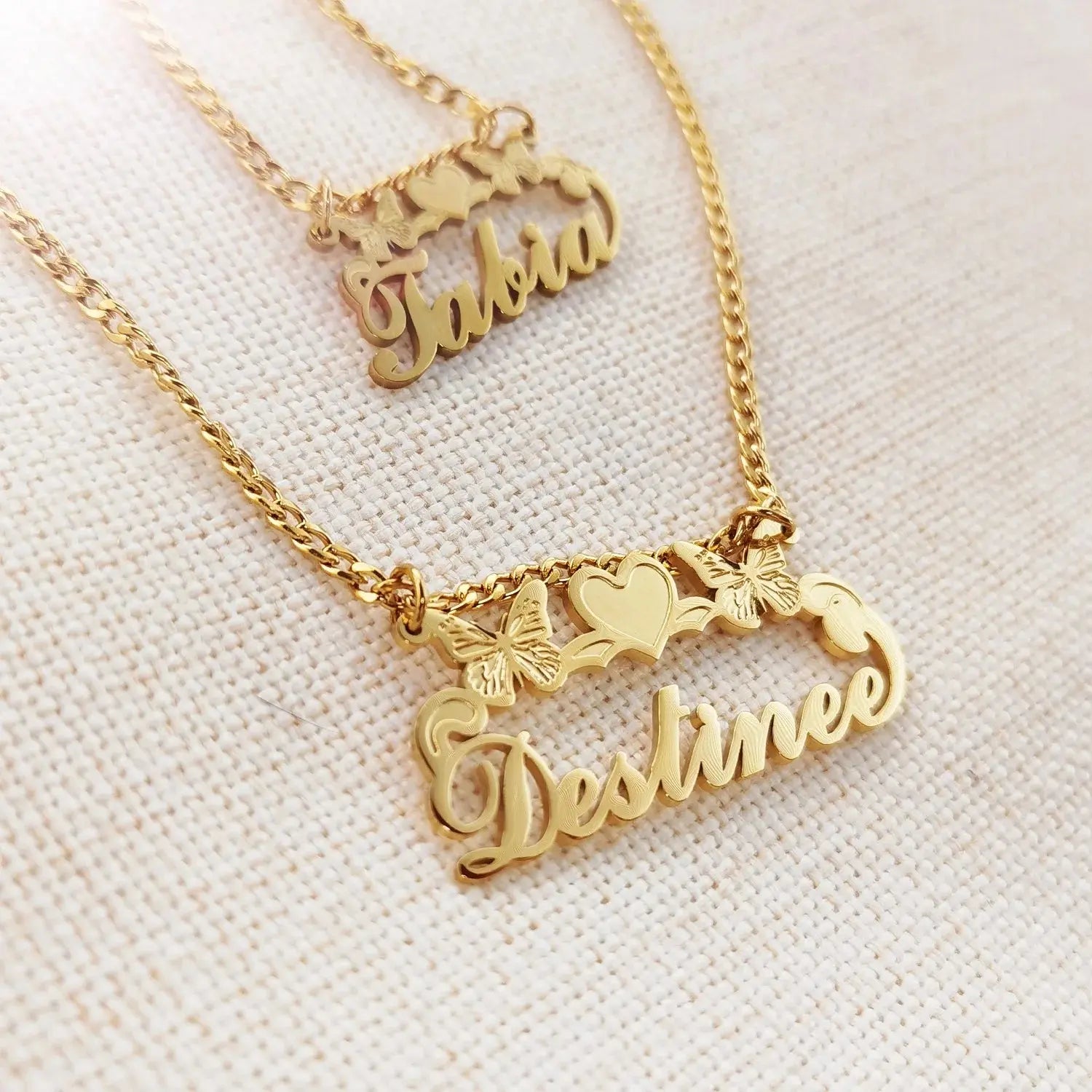 Gold Name Custom Women's Necklace Stainless Steel Butterfly Pendant Personalized Nameplate Necklace Custom Women's Jewelry Gift