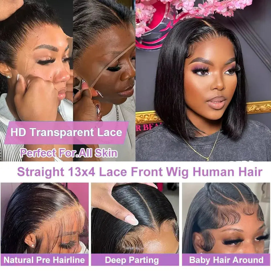 13x4 Bob Wig Human Hair Straight Lace Front Wigs Human Hair Short Bob Human Hair Wigs Black 4x4 Lace Front Wig Human Hair Wigs